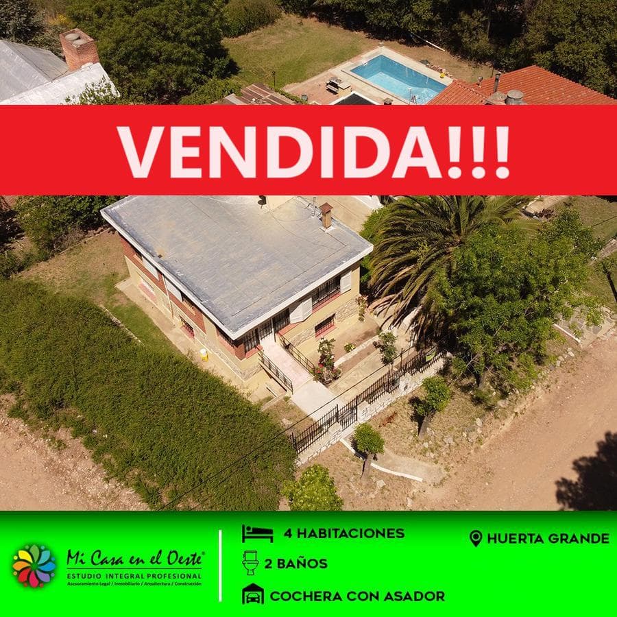 VENDIDA! Vendo Casa 2 Plantas - Ideal 2 Familias - 4 dormitorios - 2 baños - Huerta Grande - Córdoba